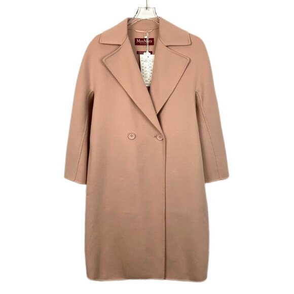 Max Mara Studio Womens Double-Breasted Wool & Cashmere Coat Size S/M Beige